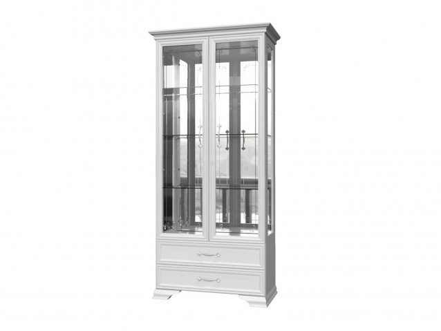 Шкаф-витрина ( 2 двери + 4 стекла ) Грация Лак Белый