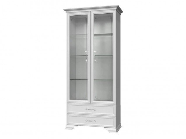 Шкаф-витрина ( 2 двери + 2 стекла ) Грация Лак Белый